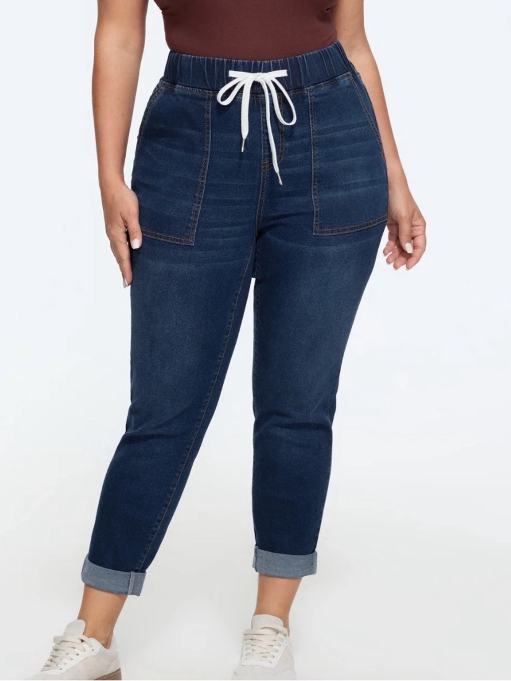 BloomChic Plus size 3XL Pull-On Drawstring Folded Hem Boyfriend Jeans us24